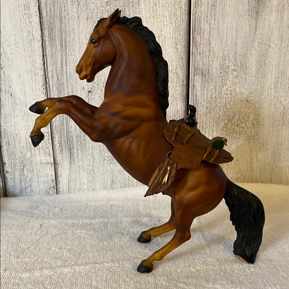 Brown Rearing Horse with saddle Figurine Bryer’s vintage 60’s
